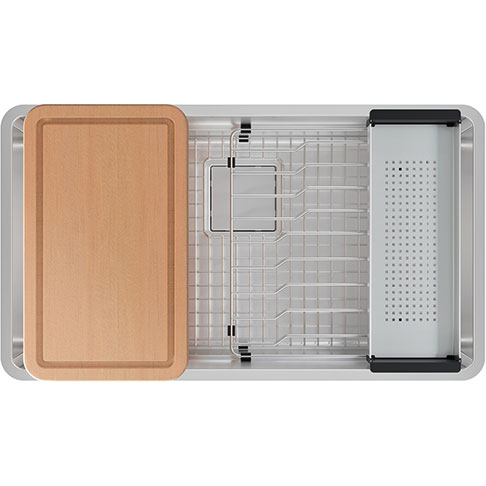 Peak PKG11031PWT-WKC Granite Polar White Workcenter Kitchen Sink